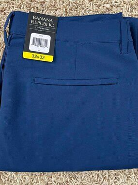 Banana Republic Men's Flat Front Pants Blue, Size 32x32 (New)